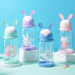 500ml Kids Water Sippy Cup Cute Cartoon Baby Cups With Straws Leakproof Water Bottles For Girls Outdoor Children's Cup BPA Free