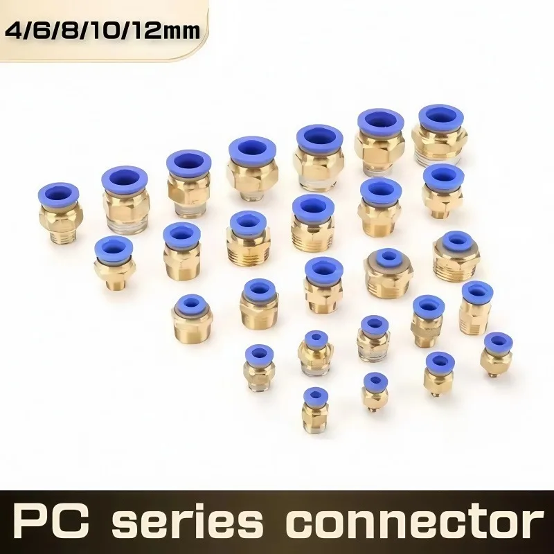 BSPT 1/8'' 1/4'' 3/8'' 1/2'' Male-4 6 8 10 12mm   Pneumatic Connectors Male Straight One-Touch Fittings, PC6-01