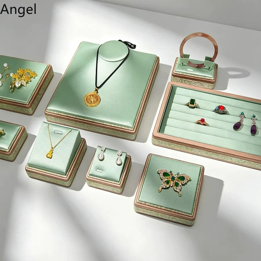 Vintage Jewelry Display Stand, Showcase Rack for Jade Bracelet Pearl Earring Necklace, Retro Counter Organizer Prop for Shop