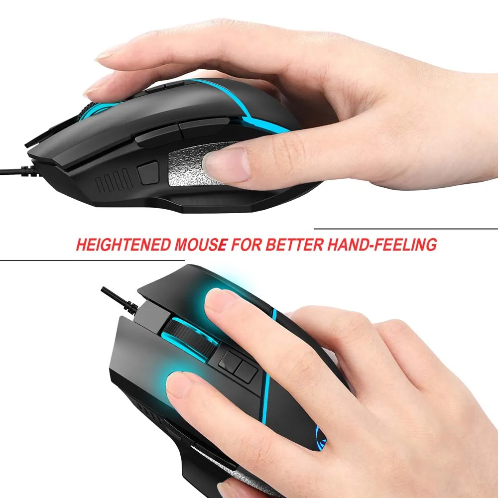 Mouse para jogos com chave de fogo, 12800dpi, ajuste aumentado, mão, 8 botões, programa macro, luz de fundo colorida rgb, micro interruptor mecânico