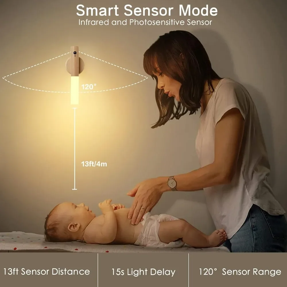 8Pack Smart Motion Sensor Night Light Wireless Magnetic USB Rechargeable LED Wall Light for Corridor Bedroom Bathroom Kitchen
