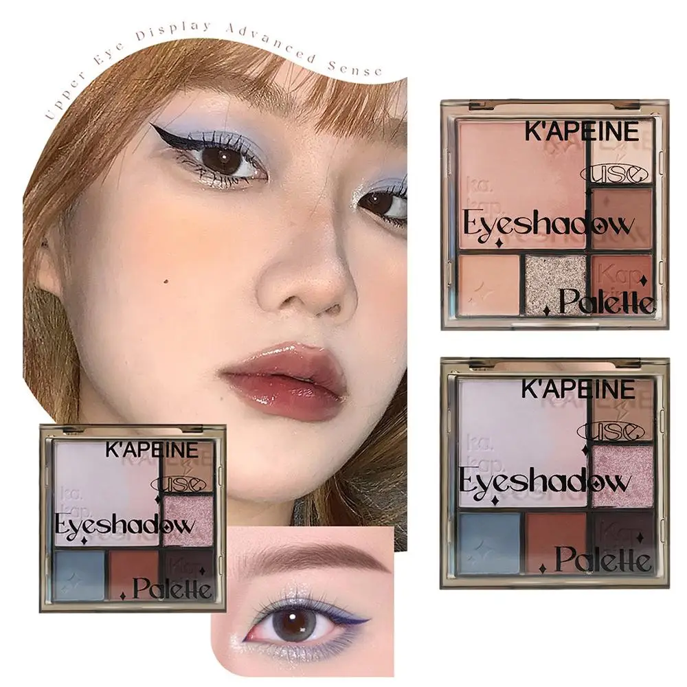 6 Colors Glitter Eyeshadow Palette Multifunctional Highlight Eye Bronzer Shadows Palette Makeup Eye Shadow Blusher Powder G5K3