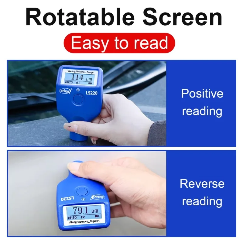 LS220 كاشف طلاء السيارات طلاء مقياس السمك جهاز قياس الطلاء الرقمي قياس سمك السعر جهاز اختبار طلاء السيارات