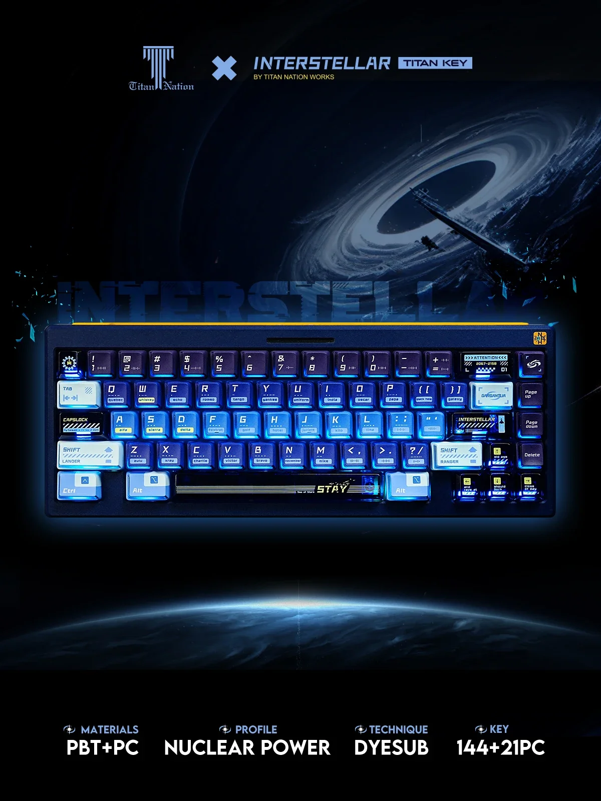 Titan Nation interstellare Tasten kappen mechanische Tastatur thermische Sublimation pbt Büro Laptop Gamer PC Gaming Tastatur Tasten kappen