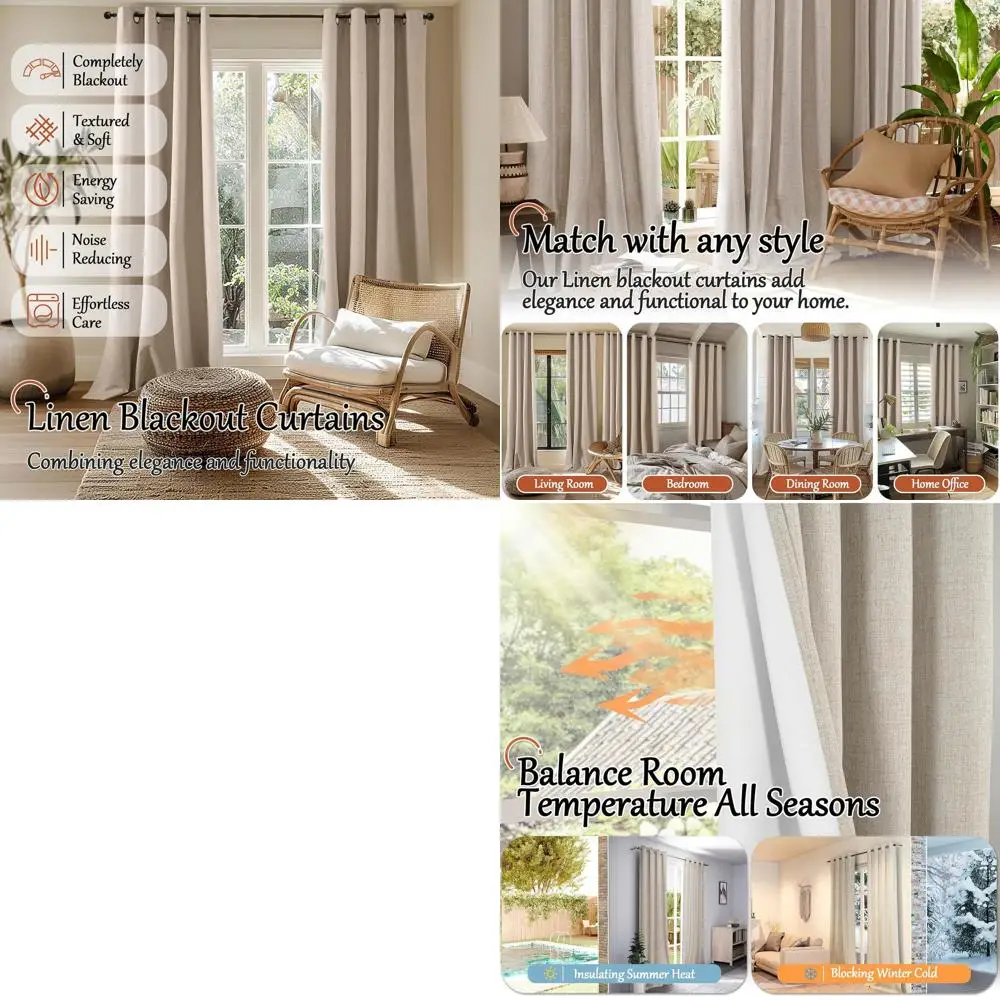 

Blackout Curtains 60 Wide, 84 Length, 2-Panel Set with Thermal Insulation and Soundproofing, Boho Style with White Liner for Mod