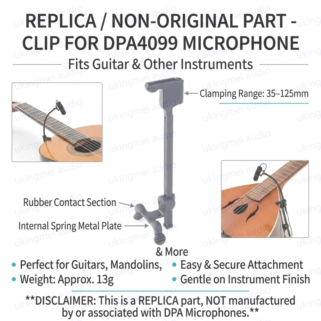 Universal Adjustable Microphone Clip Mount for DPA4099 Replica Mic Clamp Bracket Holder for Classical Guitar Ukulele Mandolin view 3