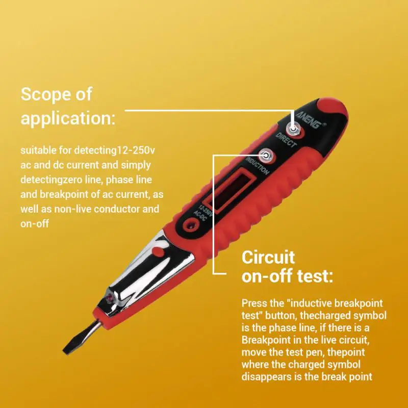 1~10PCS MultiDigital Test Pencil DC 12-250V Tester Electrical Screwdriver LCD Display Detector Test Pen Electrician