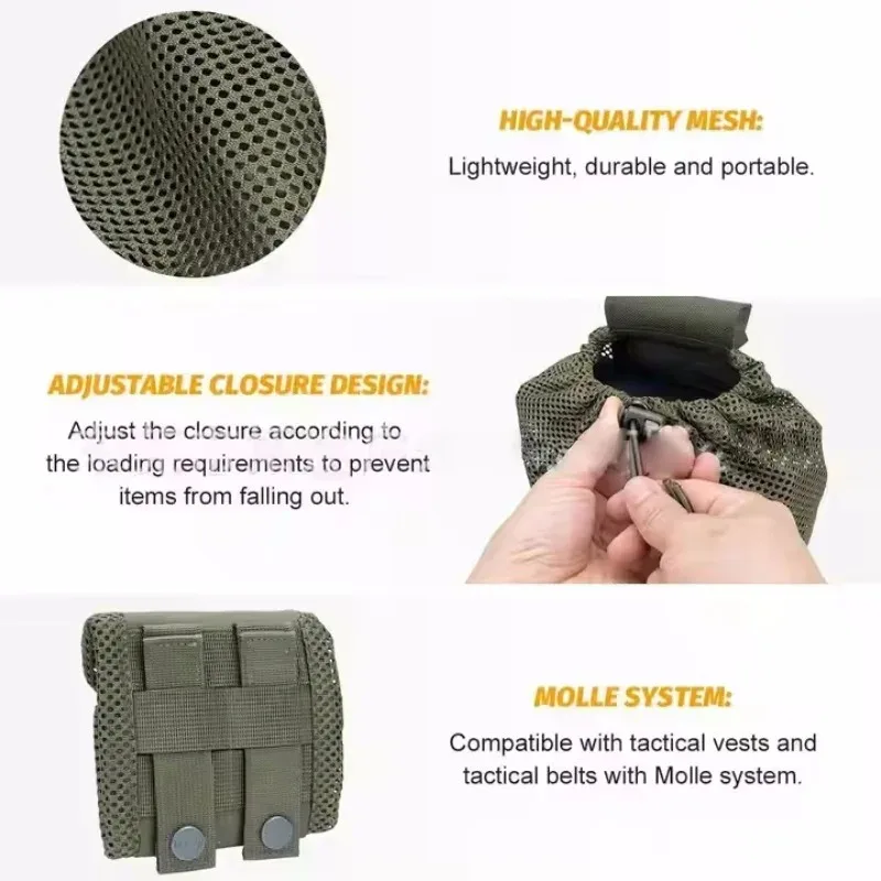 Tactical Molle Folding Storage Bag Drawstring Magazine Utility Bag Camping Medical Hunting Bag