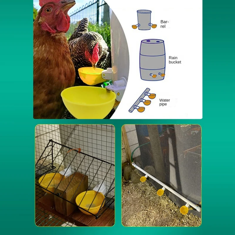 HOT 15Pcs Chicken Waterer Automatic Drinker Chicken Feeder Plastic Poultry Water Drinking Cups Poultry Farm Animal Supplies