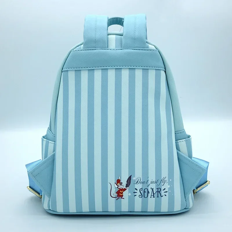 Loungefly Disney Dumbo Flying Circus Tent Girl Double Strap Shoulder Bag Faux Leather Striped Mini Backpack Kids Schoolbag Gift