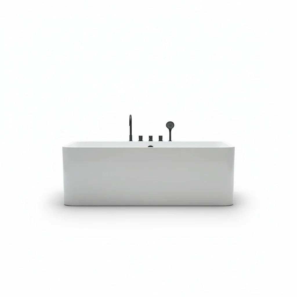 

Freestanding Bathtub, 1.5m/59inch Rectangular Acrylic Bathtub, Modern Soaking Tub for Indoor Bathroom, Air Therapy Bathtub