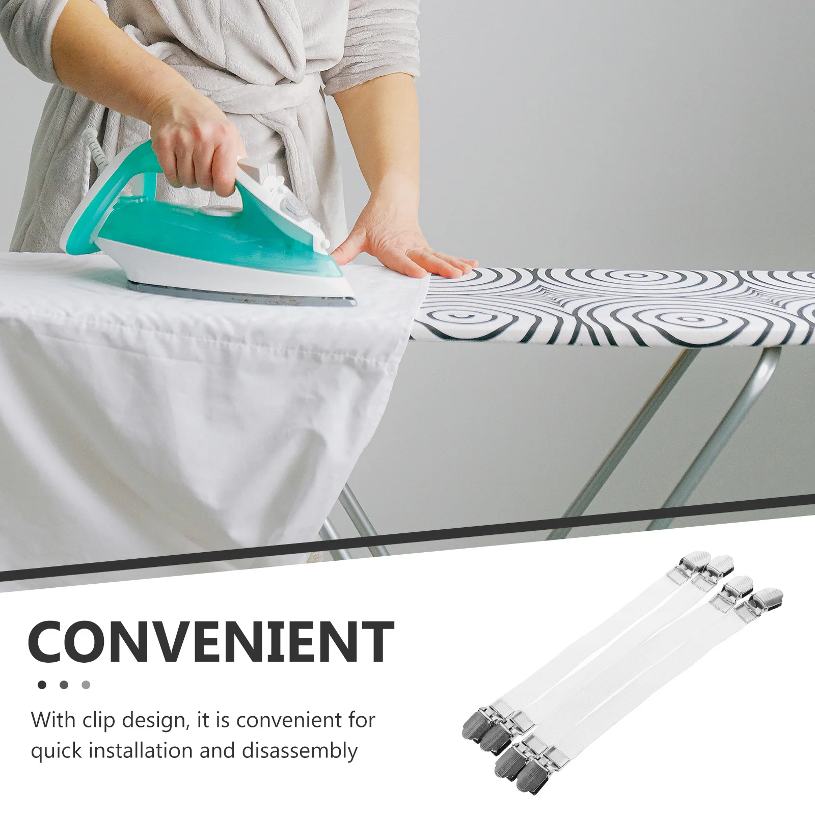 

16 Pcs Board Clips Elastic Straps Adjustable Fasteners Cover Holders Clips For Ironing Board Cover Home Laundry Accessories