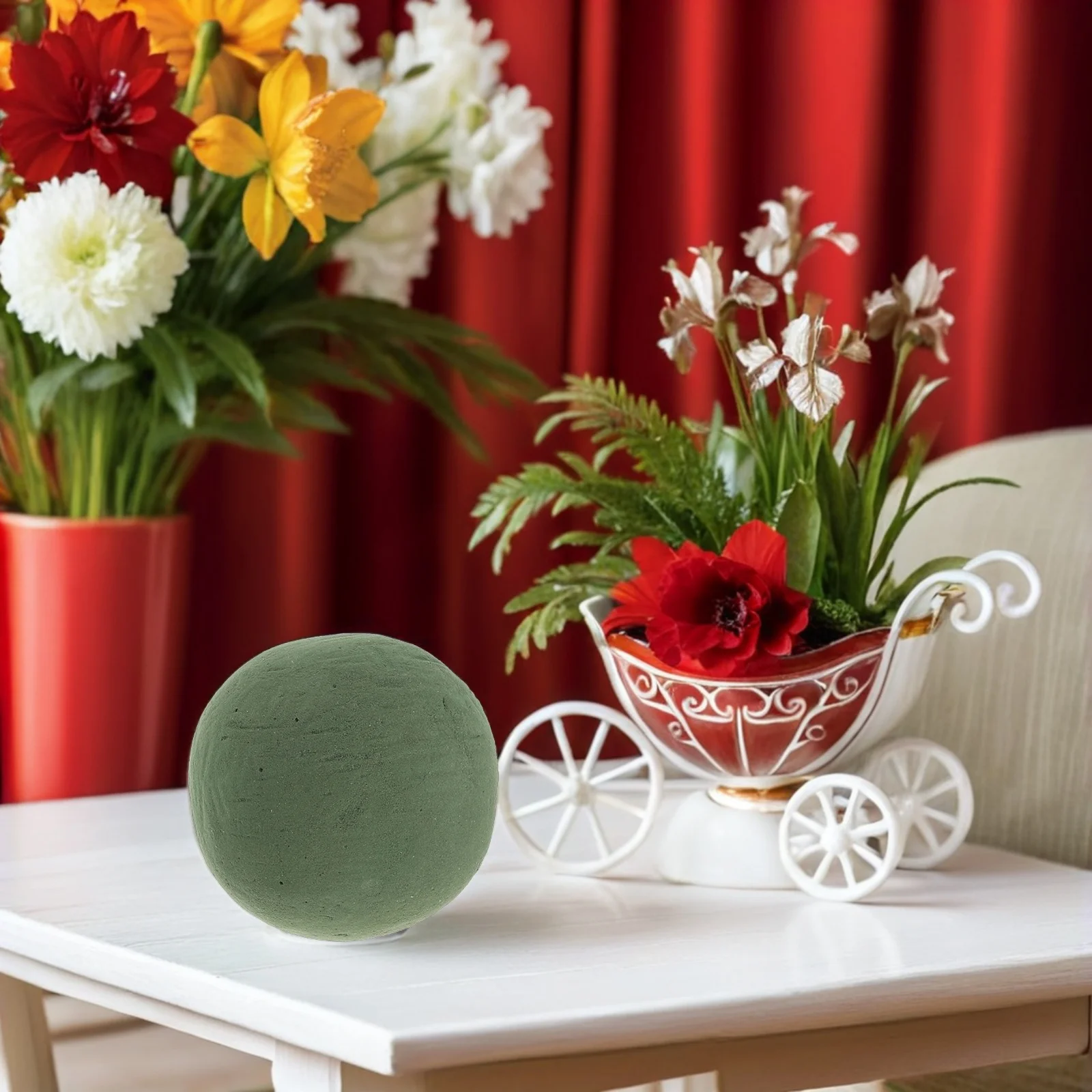 Bola redonda de espuma Floral de 15Cm, esferas de plantas húmedas verdes para soporte de ramo, artesanía de jardín, suministros de arreglo floral DIY, 3 uds.