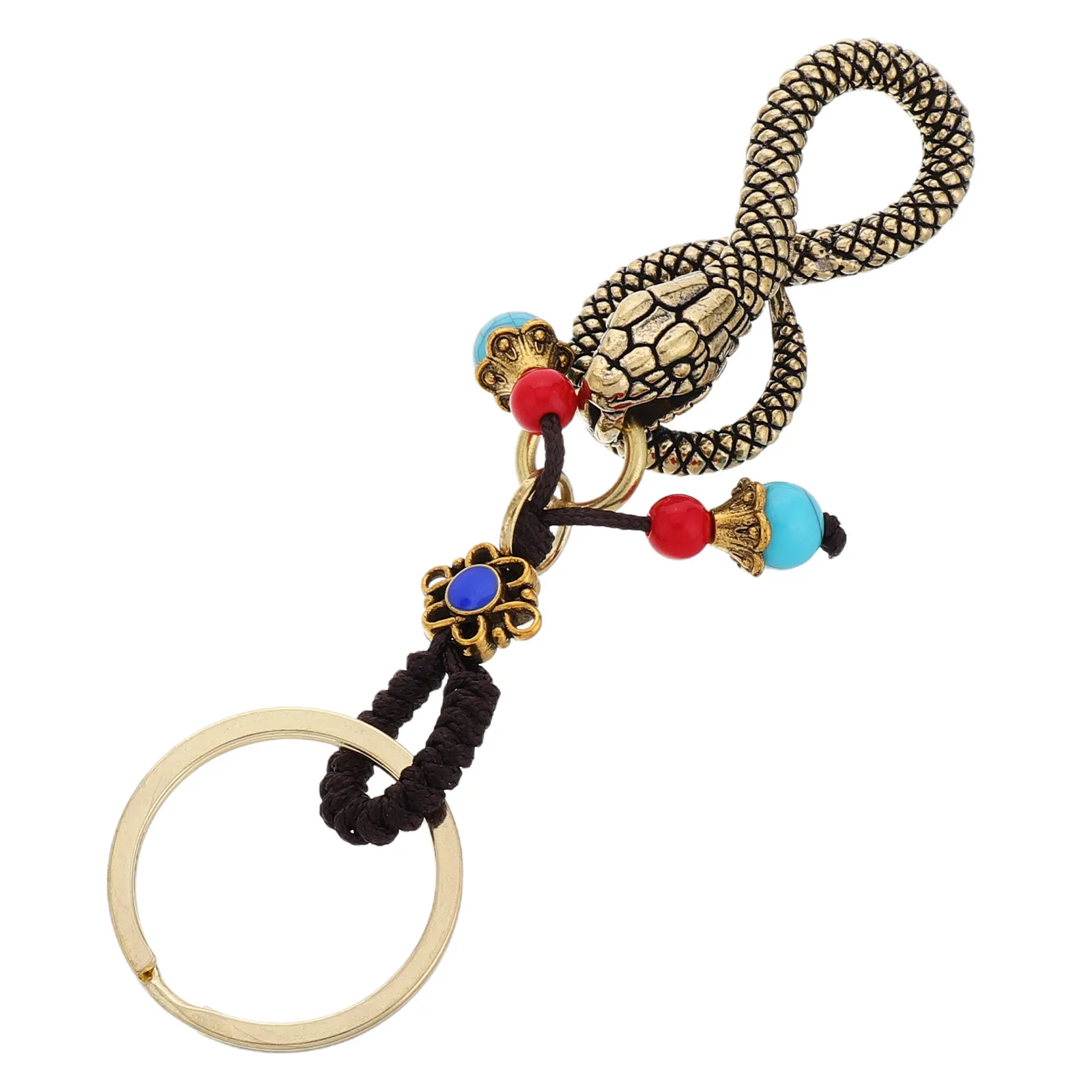 Chinese Zodiac Snake Keychain Metal Vintage Feng Shui Pendant for Car Bag Backpack 2025 Year of The Snake Good Luck Charm