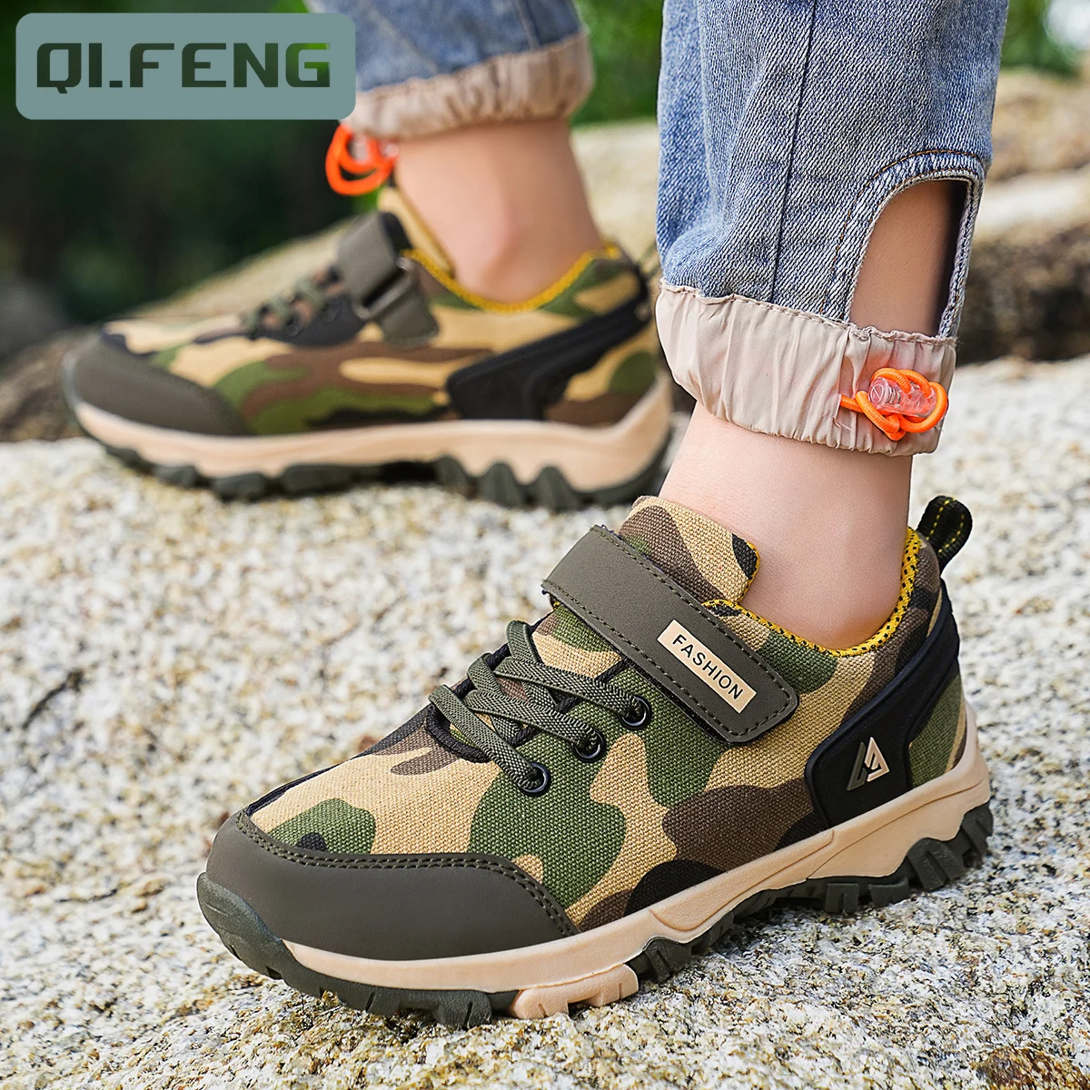 New Spring Children's Camouflage Sneaker Outdoor Anti Slip Wear Resistant Mountaineering Shoes Boys Hiking Training Footwear