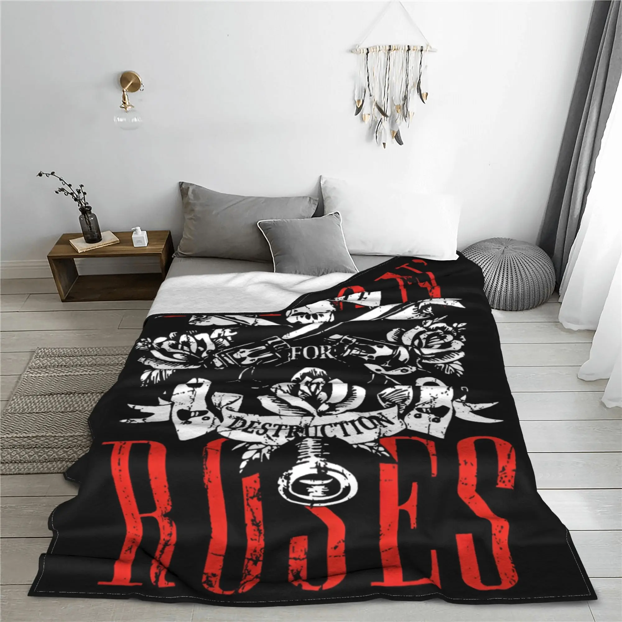 Guns N Roses Blankets 80s Rock Punk Plush Funny Soft Throw Blanket for Bedspread Decoration