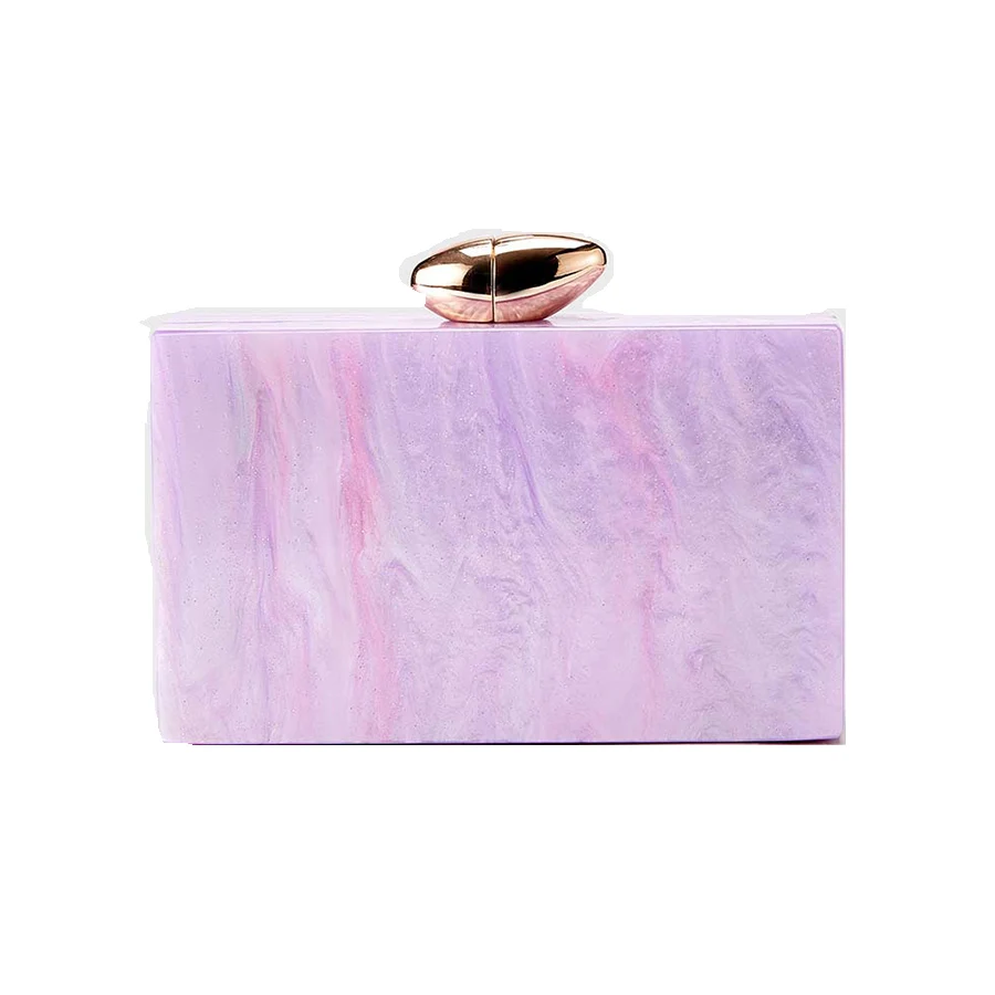 Nuevo Bolso de Mano Tipo Clutch de Acrílico Morado Claro para Fiesta de Boda, Bolso de Noche con Cuentas para Novia, Bolso de Playa con Cadenas para Mujer