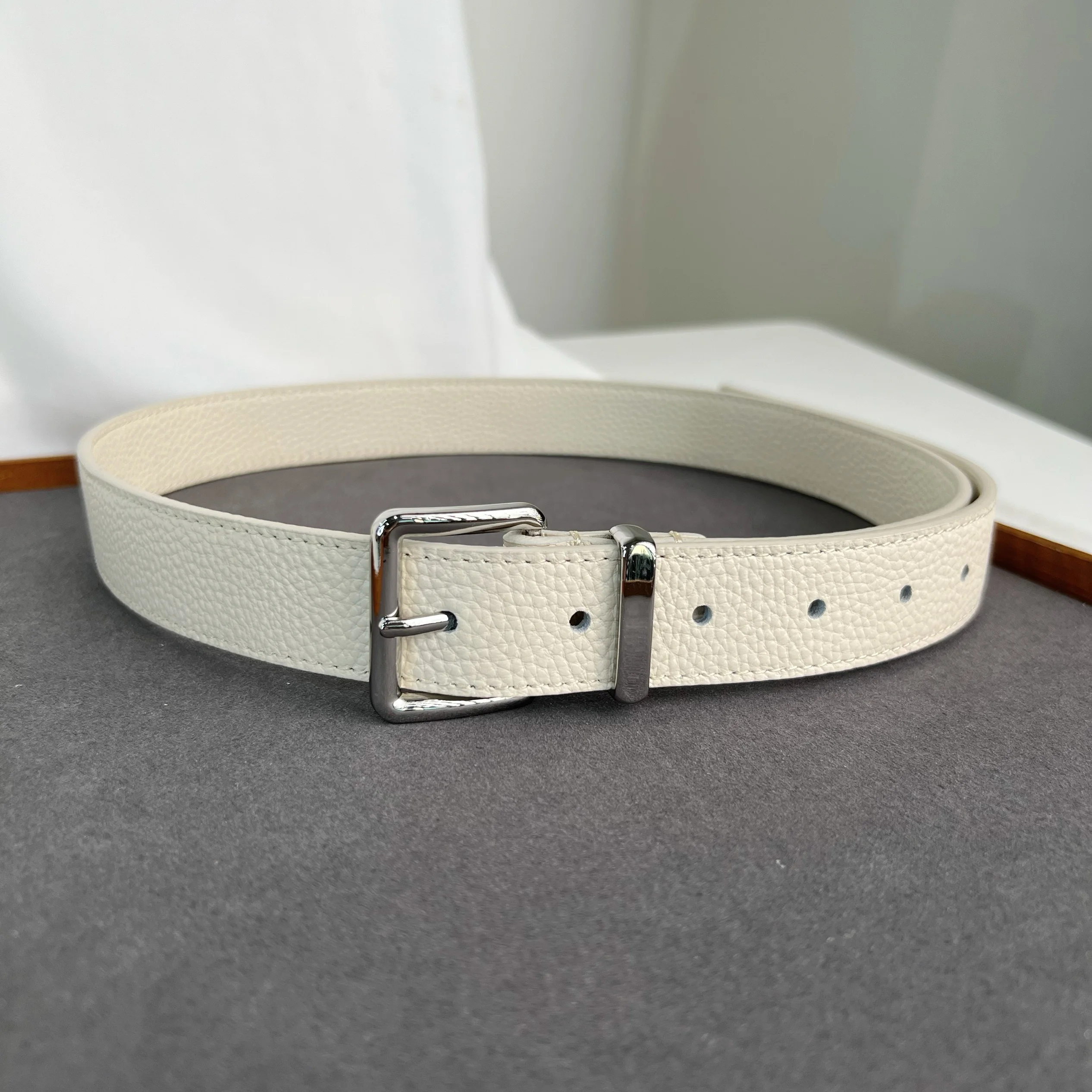 2025-両面フルグレイン本革ジーンズウエストバンドカマーバンドウエストベルト女性ベージュコーヒー牛革-ceinture-ベルト