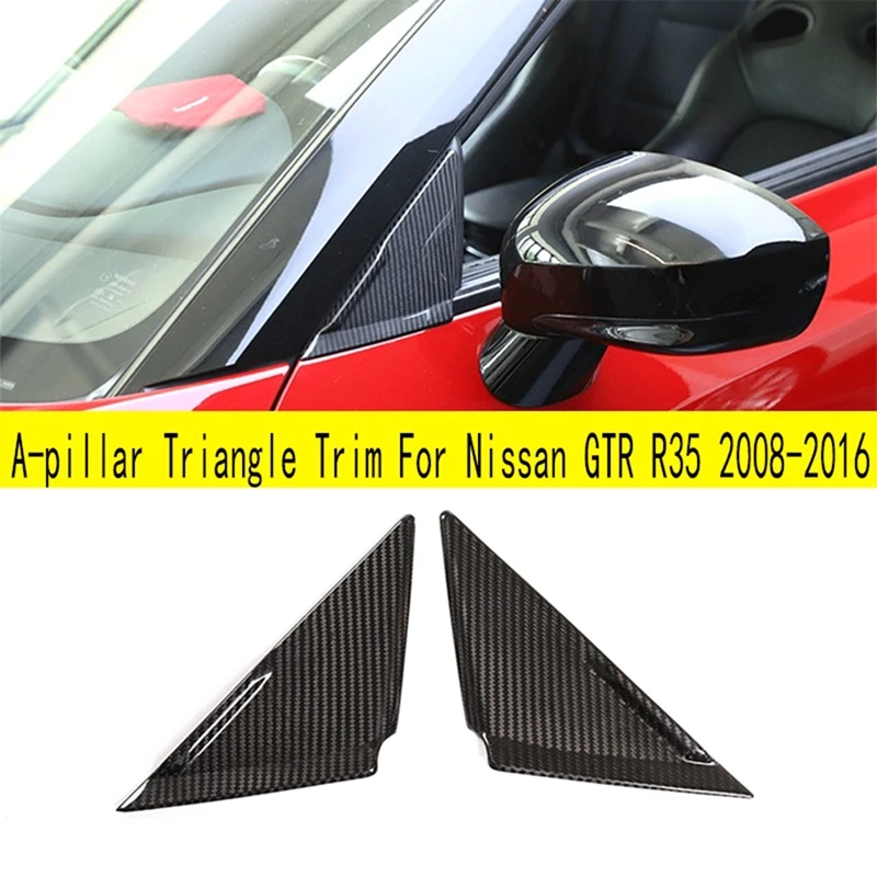 

Real Carbon Fiber Car Styling A-Pillar Sticker Front Window Triangle Cover Trim For Nissan GTR R35 2008-2016 Parts