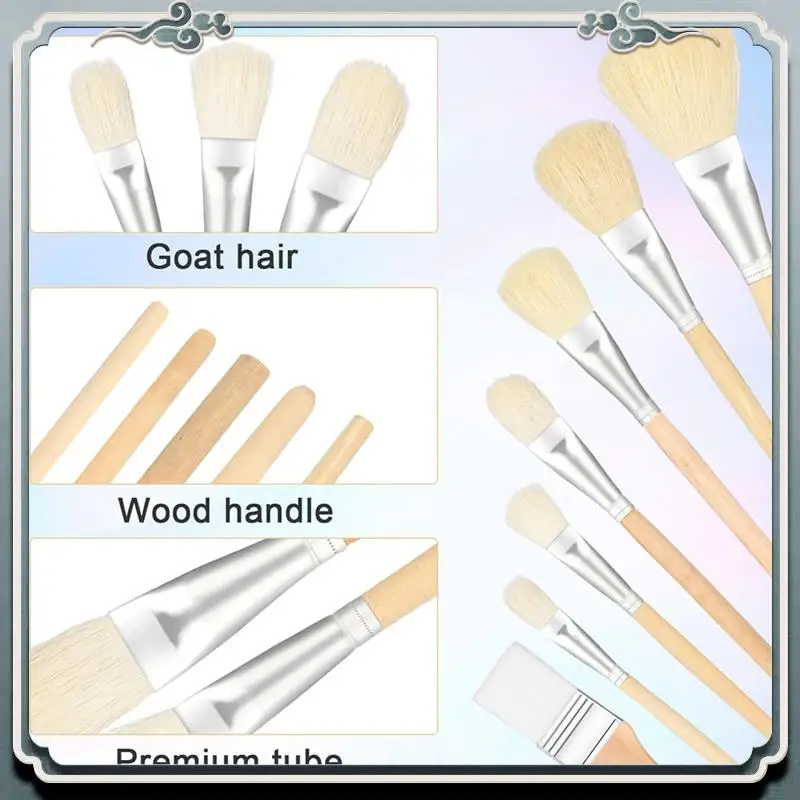 Durable Mop Brush For Acrylic Painting, Versatile Blending Brush Paint Brushes For Acrylic Painting Goat Hair Paint Brush Set Du