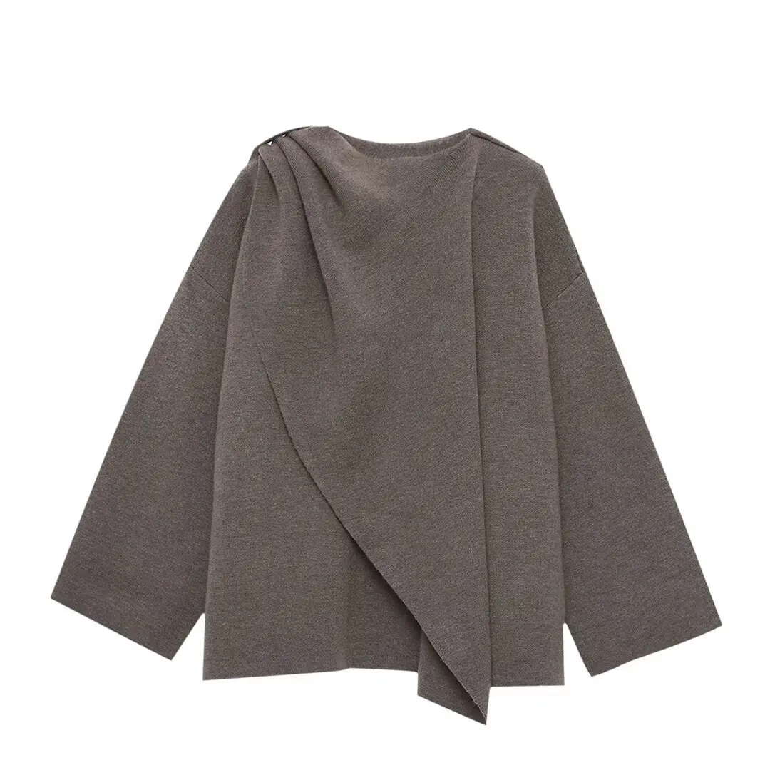 

Winter new foreign trade European and American style French women's clothing with scarf knitted coat and jacket