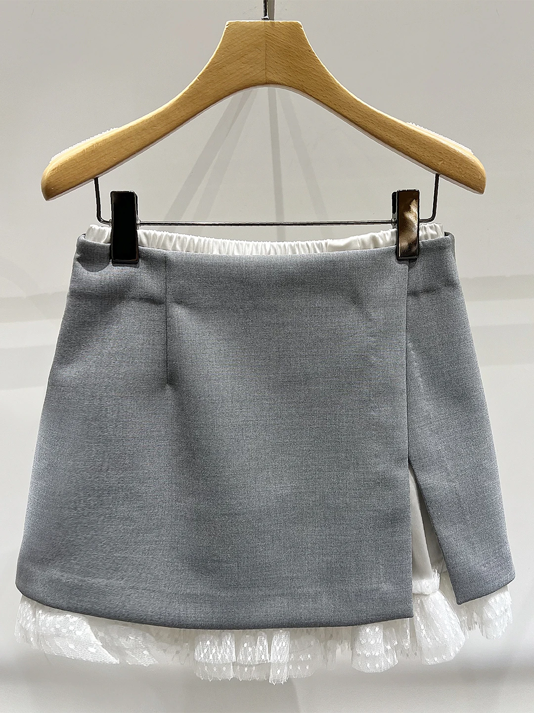 

ey Lace High Waist ort Skirt with Elastic Waist And Slit Two Piece Set Commute Sle Women's Faion High Elastici A-Li...