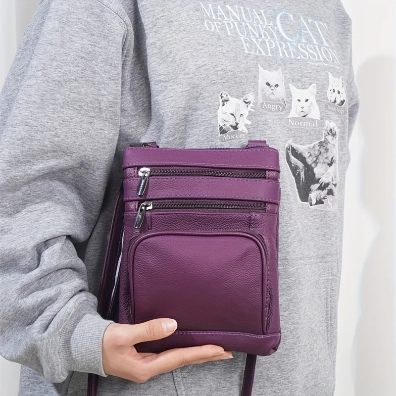 

Сумка через плечо из натуральной кожи — мягкая и прочная сумка через плечо, регулируемый плечевой ремень, многофункциональный кошелек для монет