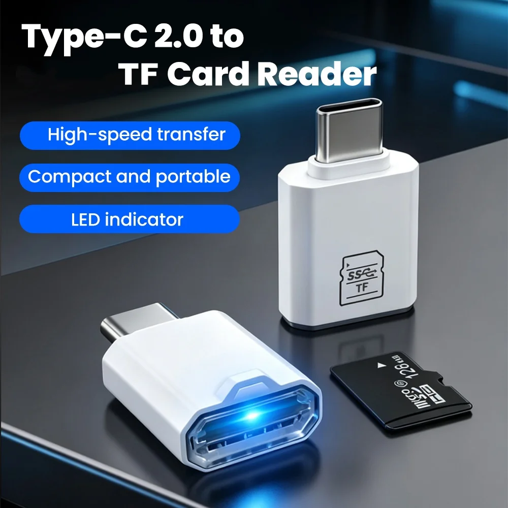 Type C Card Reader Mini USB Type C 2.0 To TF Memory Card Reader Adapter High Speed For PC Laptop Accessories TF Card Reader