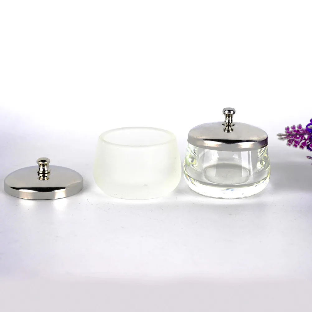 

1Pcs Frosted Glass Nail Liquid Cup Crystal Round Nail Polish Removing Cup Compact High Quality Manicure Cleaning Tool