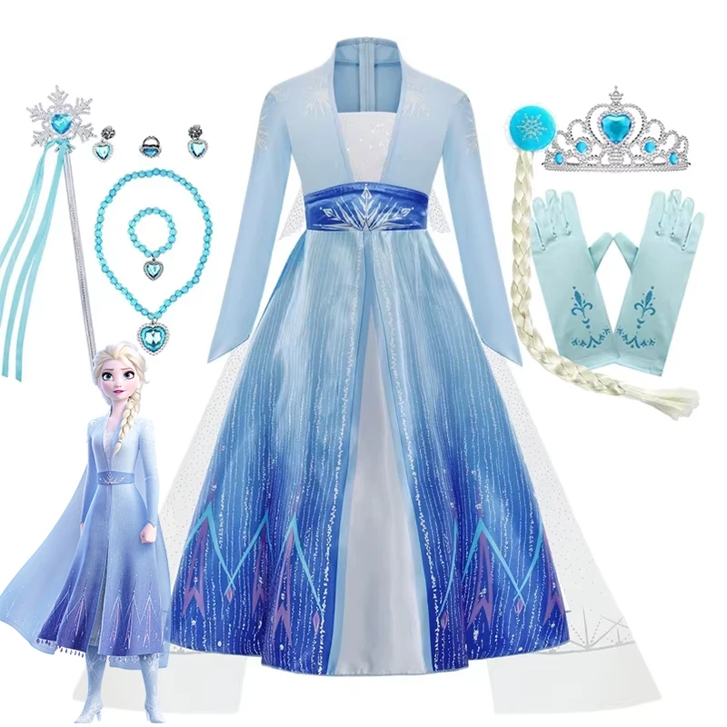 أزياء ديزني فروزن للفتيات ملكة الثلج إلسا آنا للأطفال للفتيات فساتين حفلات الكرنفال التأثيرية للأطفال 2024 فساتين الأميرات