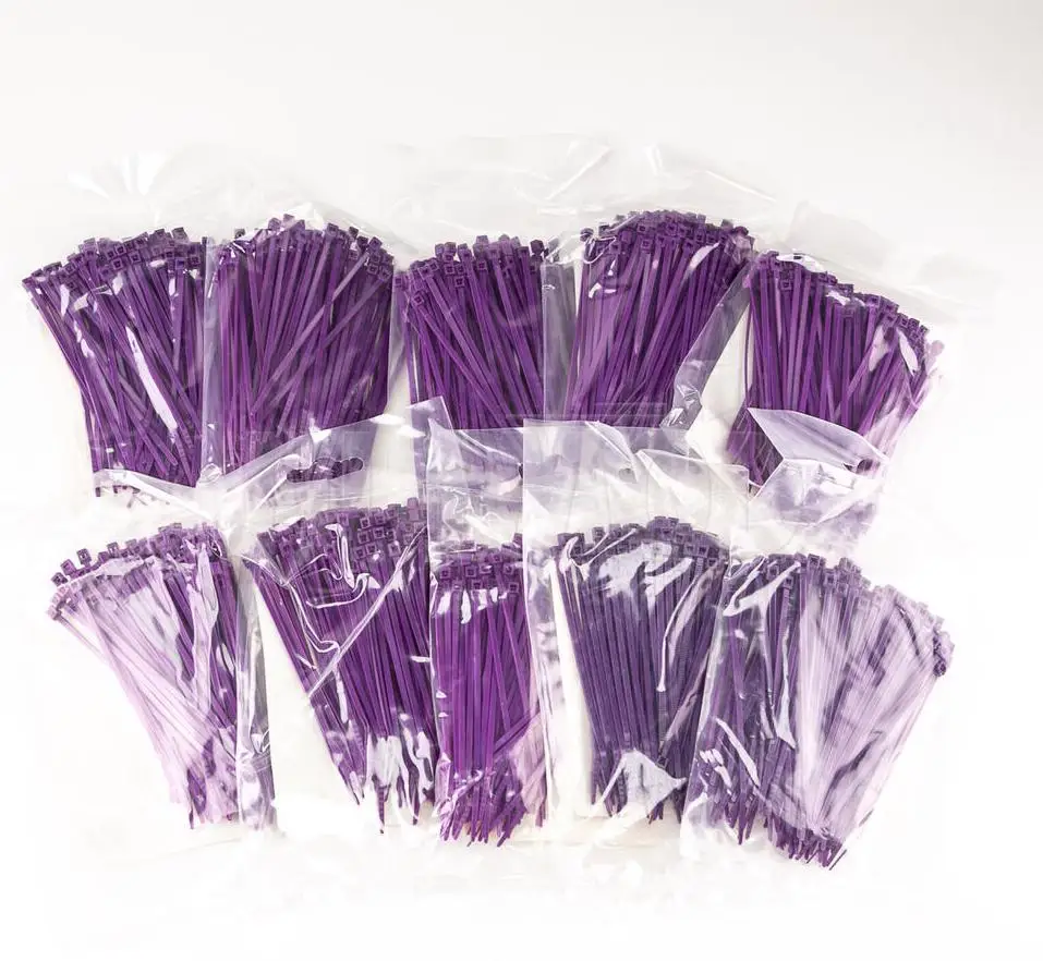 

1000 4" Inch Long 18lb Tensile Zip Tie Nylon Cable Purple Ties Wraps