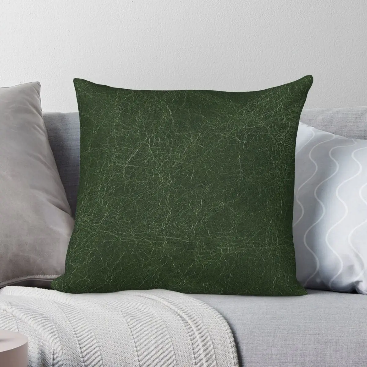 Fake Dark Green Pillowcase Polyester Linen Velvet Pattern Zip Decorative Pillow Case Room Cushion Cover 18