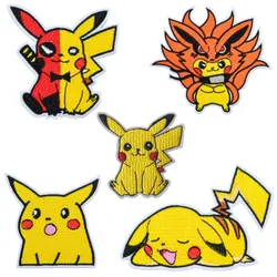 Cartoon Pokemon Patches for Clothing ash Pikachu Charizard Eevee Stickers Patch Diy Badge Decor Applique cloth stickes