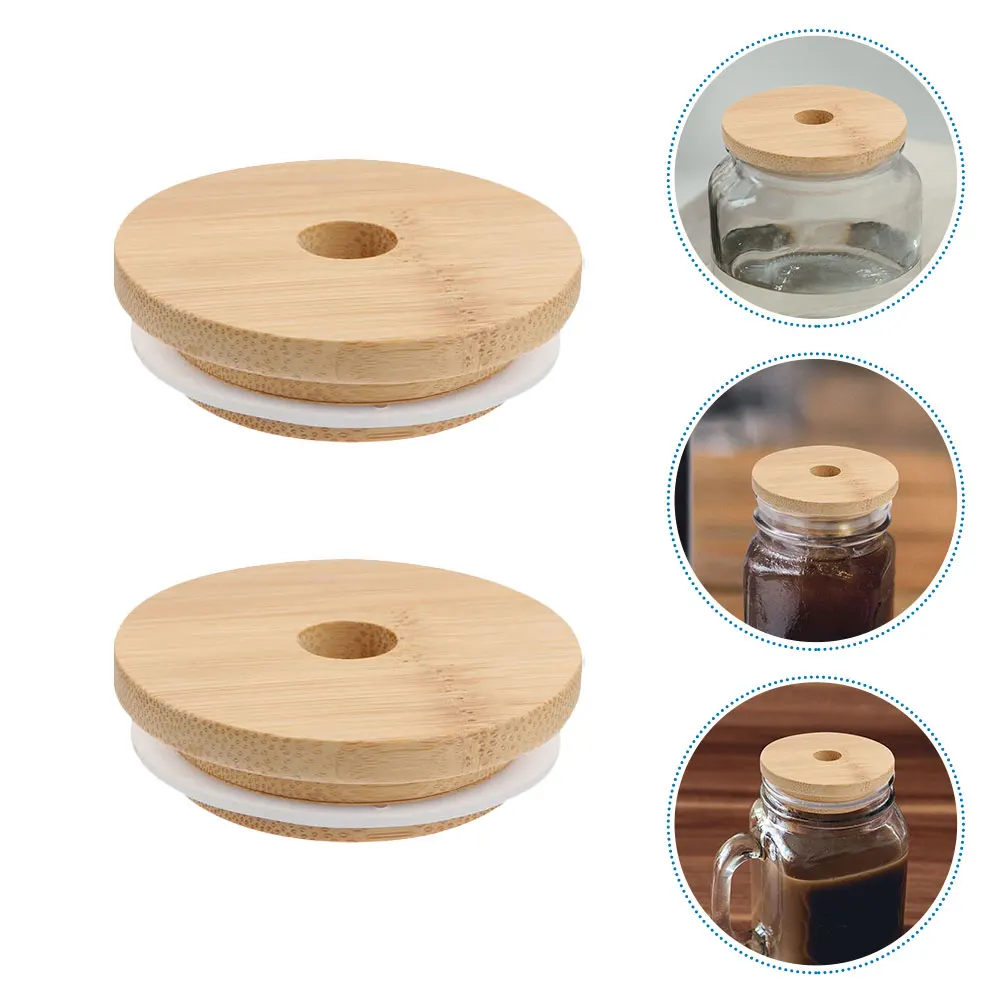 6Pcs Jar Bamboo Lids Wooden Cup Covers for Glass Jars Sealing Replacement Accessories