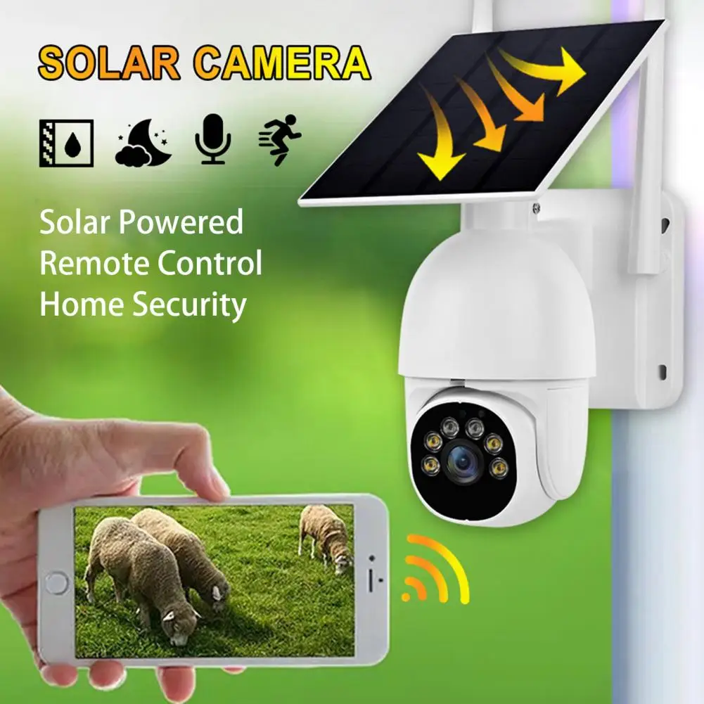 CCTV PIR Motion Detection Câmera de Vigilância Solar, Impermeável, Sem Fio, Visão Noturna Colorida, 4G Cartão SIM, PTZ, IP, 30m, 5MP