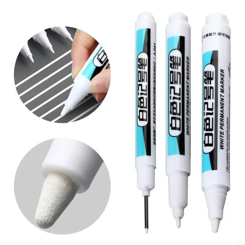 

4 Pcs White Markers Oil-based Paint Pens Long Tip Marker for Rock Metal Painting