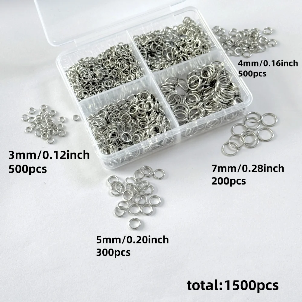 3/4/5/7mm Biegeringe für Schmuckherstellung Silberne Offene Biegeringe für Ohrringe und Schlüsselanhänger (1500 Stück) – Detail 2