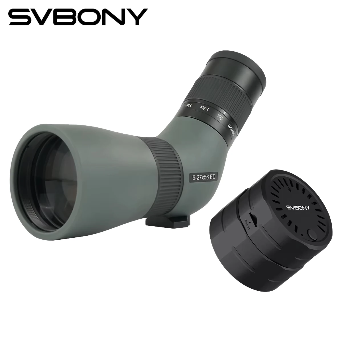 Svbony SV410 9-27x56 ED Telescopio terrestre con adaptador para teléfono SC002 Mini telescopios portátiles adecuados para fotografía de observación de aves