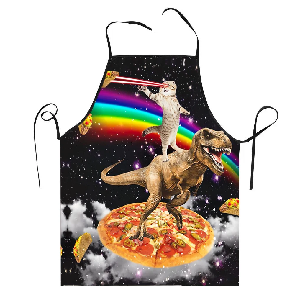 68X95cm Unisex Space Pizza Cat Meme Bib Apron Adult Women Men Chef Tablier Cuisine for Cooking Kitchen Funny Animal Baking