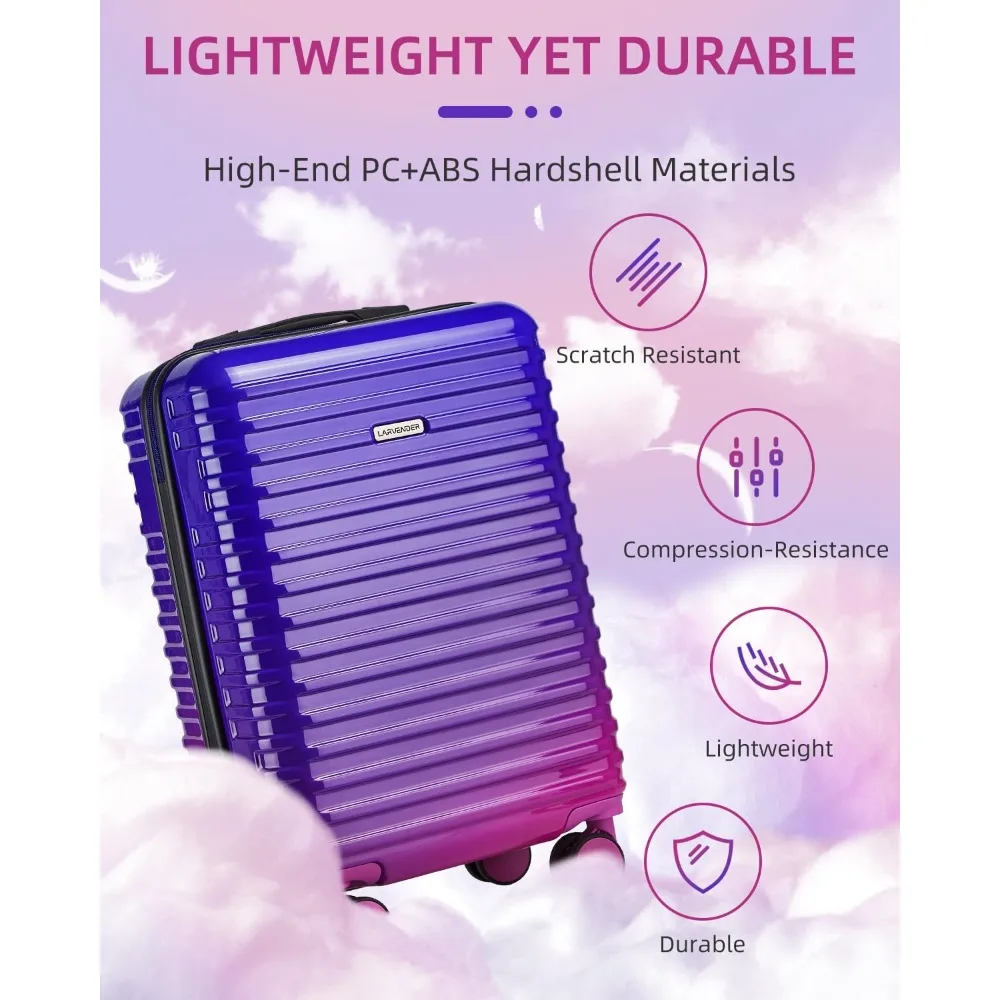 Airline Approved Expandable 20 Inch Hardside Suitcase with Wheels, TSA Lock, PC+ABS Lightweight Luggage for Travel