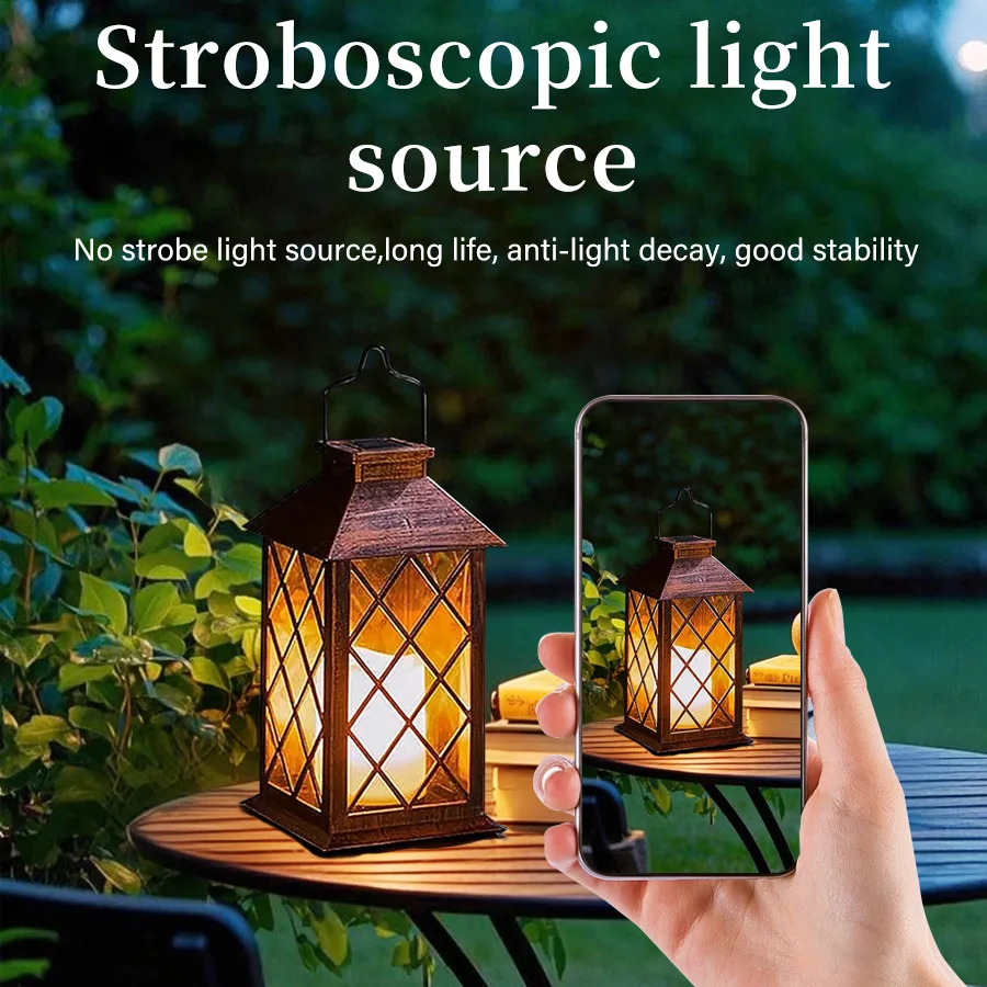 Creative Solar Powered Hanging Lamp Flickering Flameless Candle Waterproof LED Light For Table Patio Lawn Outdoor Party Decor image 4