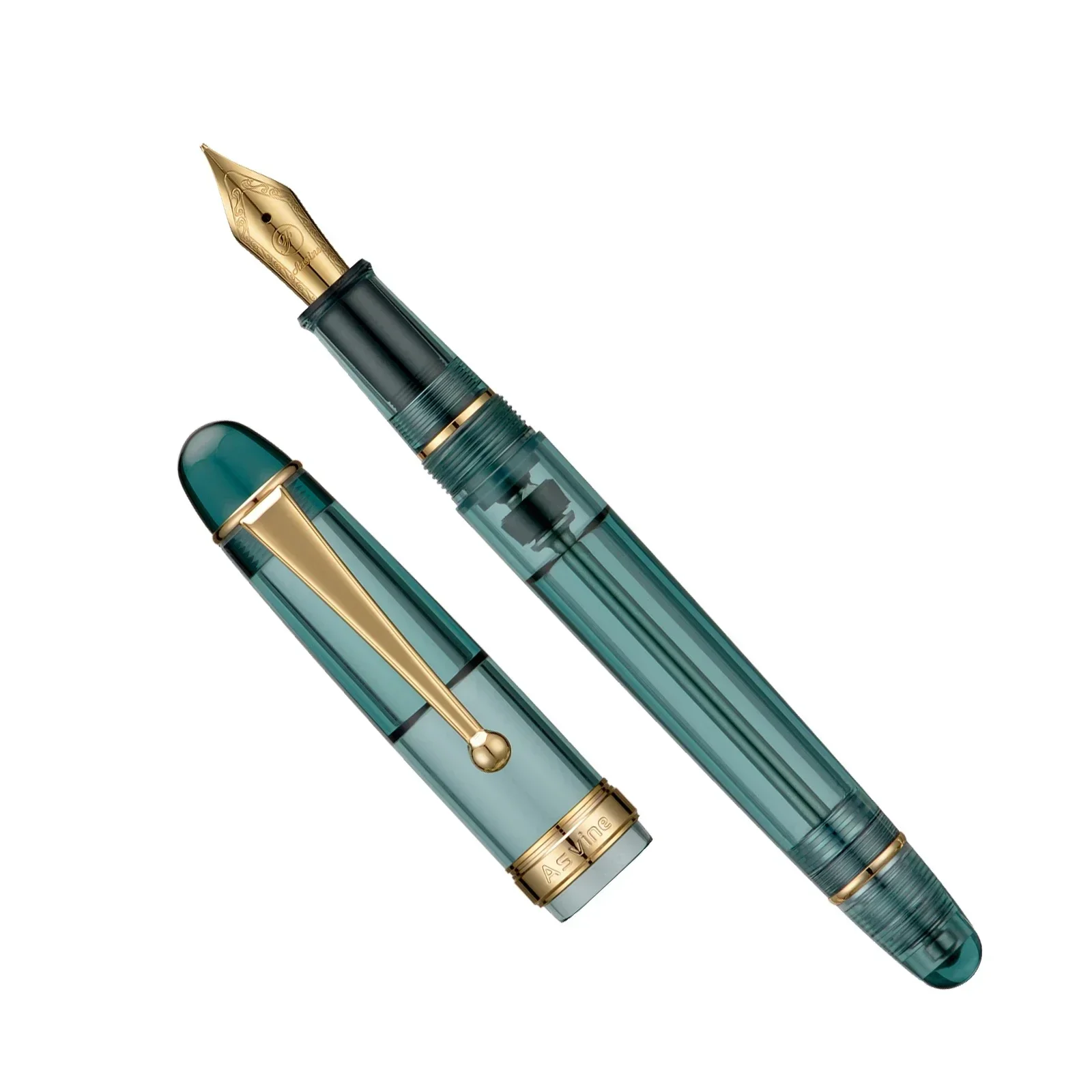 Asvine V126 Vacuum Filling Fountain Pen EF/F/M Nib, Transparent Green Acrylic Writing Gift Set