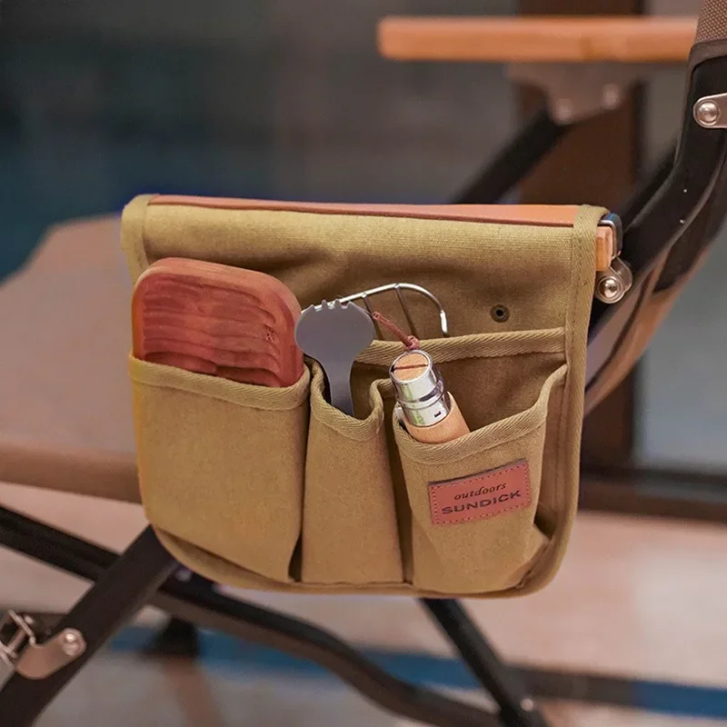 1PC Portable Canvas Storage Bags Mountain Outdoor Camping Kermit Chair Armrest Hanging Side Multi-functional Storage Bag