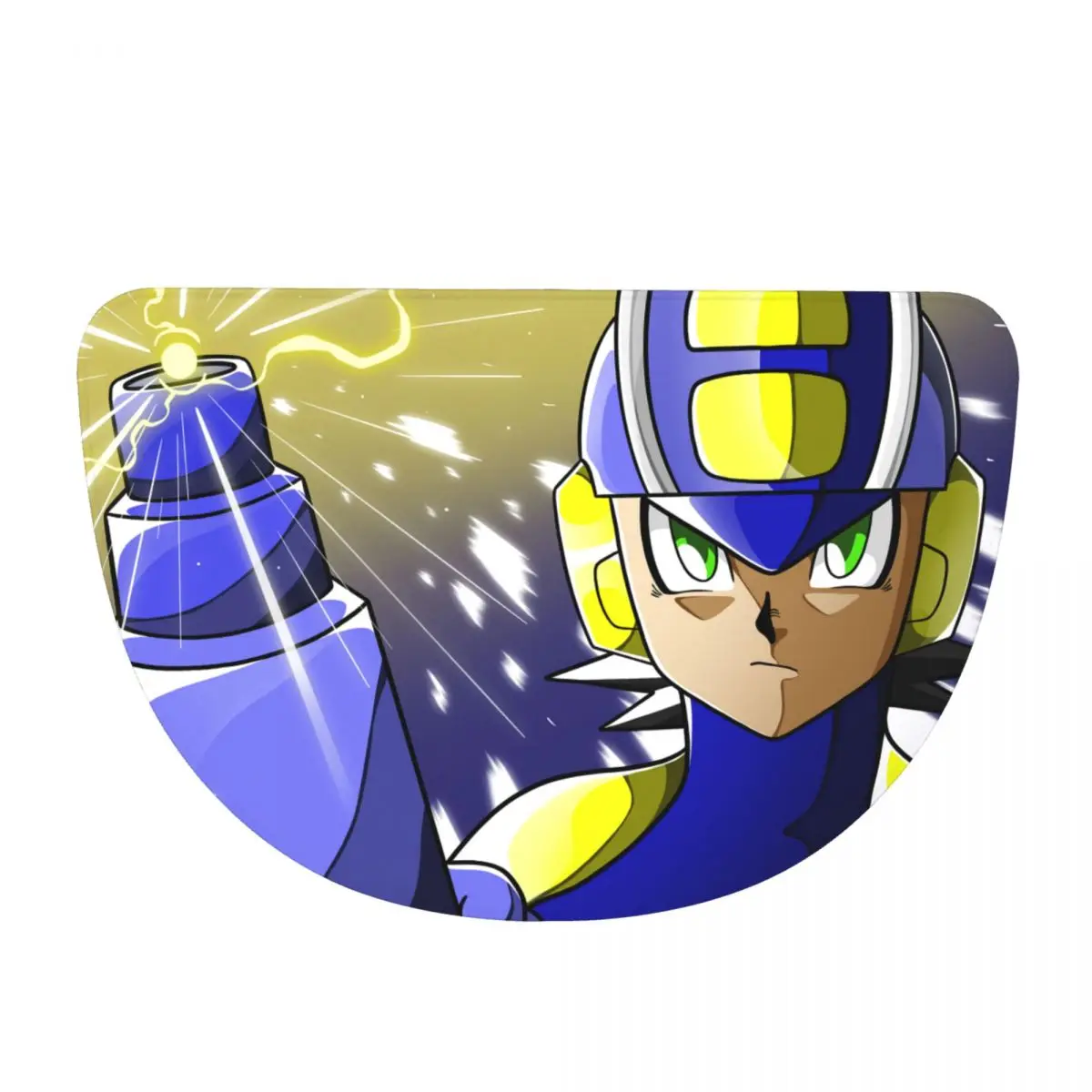Megaman Video Game Mega Man Soft Flannel Half Round Doormat Non Slip Bathroom Mat Absorbent Floor Carpet for Living Room