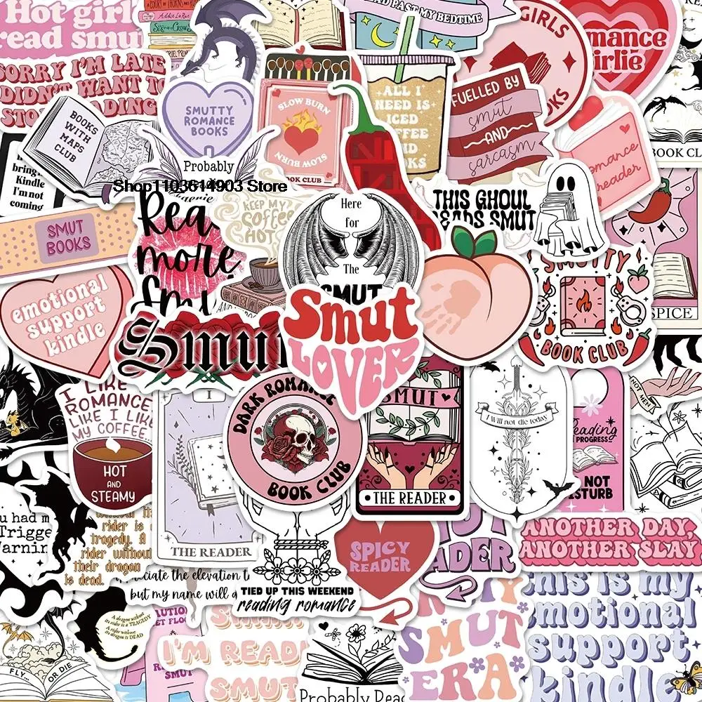 

52PCS Bookish Smutty Reading Stickers Creative Decoration Mobile Phone Laptop Computer water bottle Skateboard Sticker