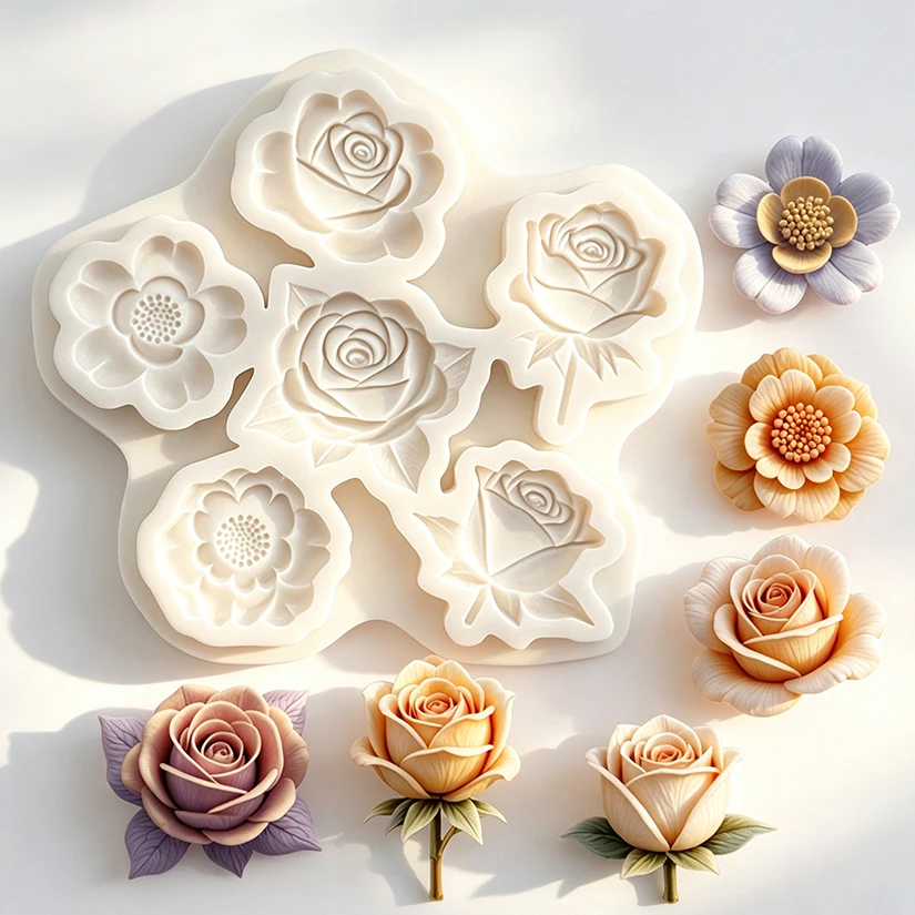 Rose Silicone Sugarcraft Mold Resin Tools Chocolate Cupcake Baking Fondant Cake Decorating Tools