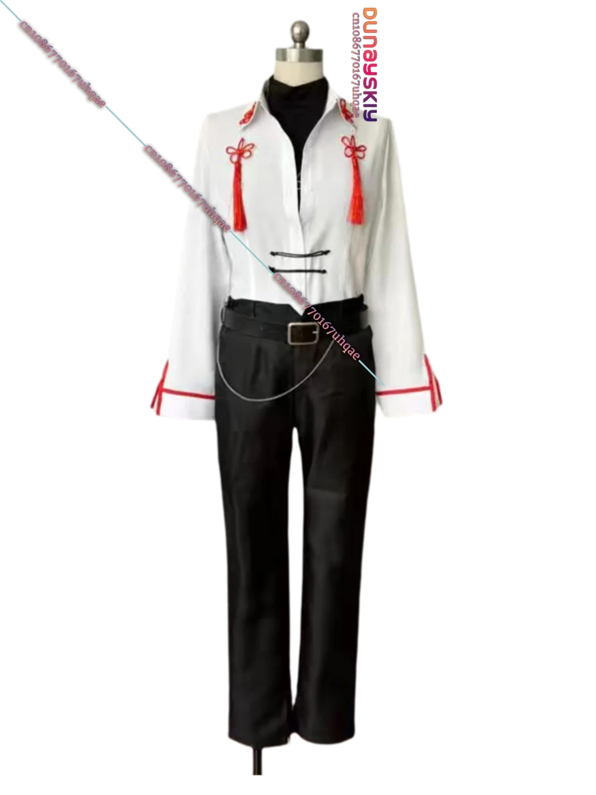 Link Click Vein Cosplay Costume Red wig cosplay S-3XL Cape Suit Unisex Outfit Folding fan Prop Anime Halloween Roleplay Set