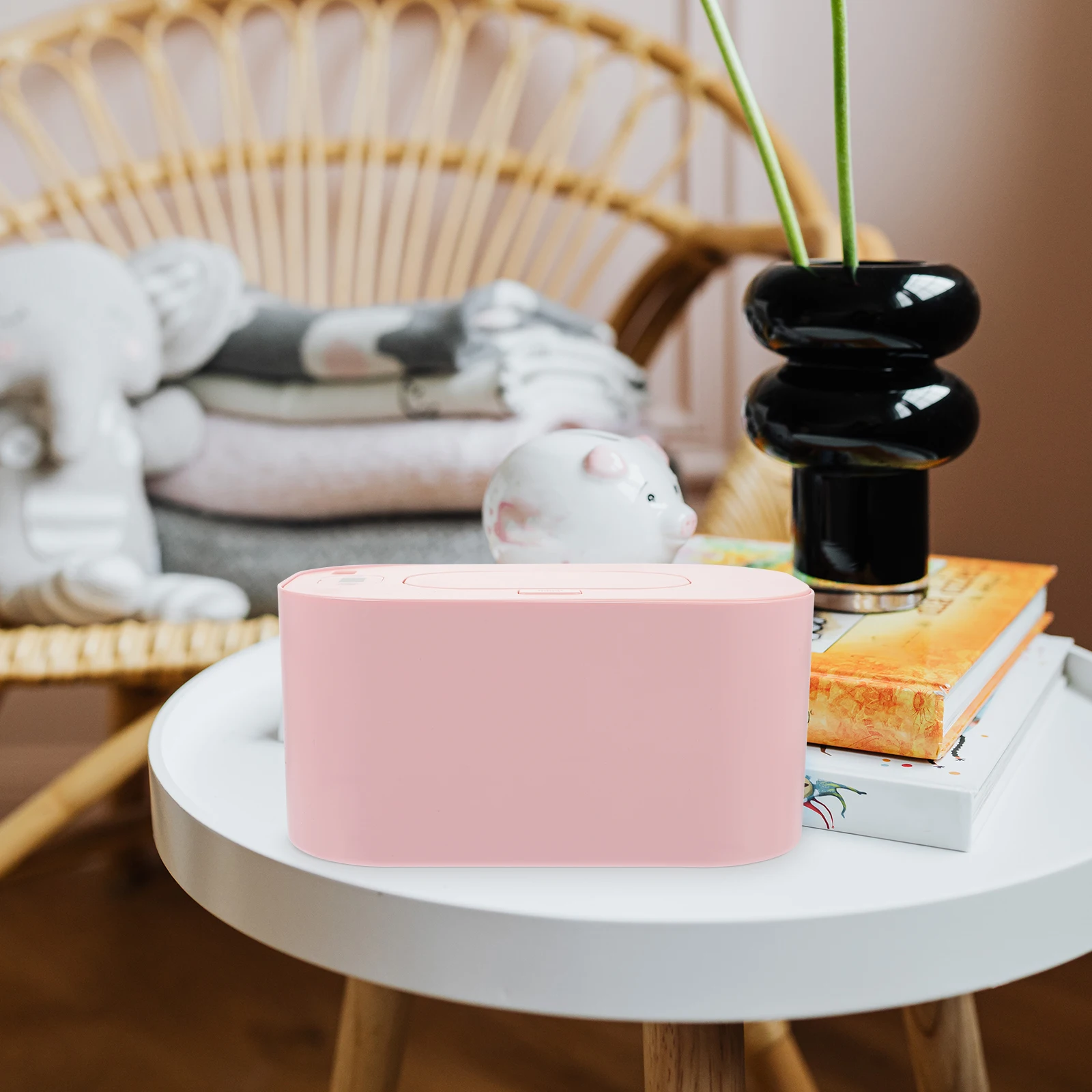 

1pc Wipe Warmer Adjustable Temperature Wet Tissue Heater Diaper Wipes Dispenser Device Abs Pp Material Pink