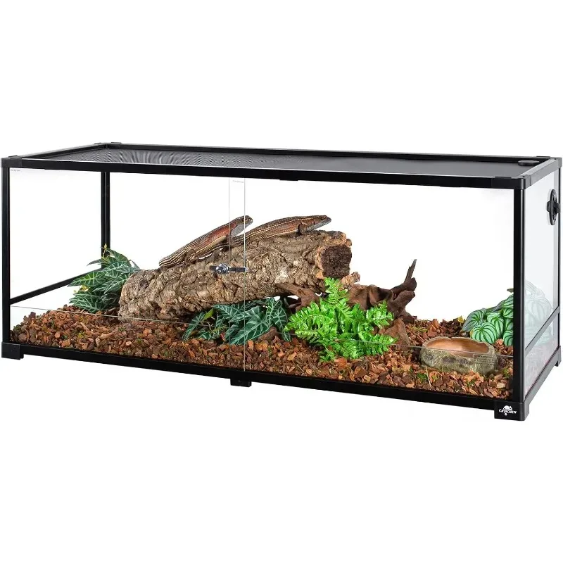 ^67 Gallon Reptile Tank, Glass Reptiles Terrarium 48" x 18" x 18", Sliding Door, Top Ventilation, Cable Pass, Humidify Hole