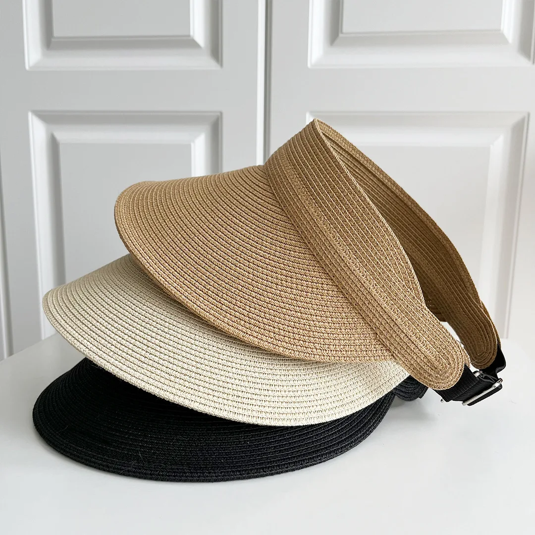 Sun-shading and UV-protective Straw Sun Hat Open-top Summer Hat Foldable Finely Woven Straw Hat Cooling Hat with UV Protection